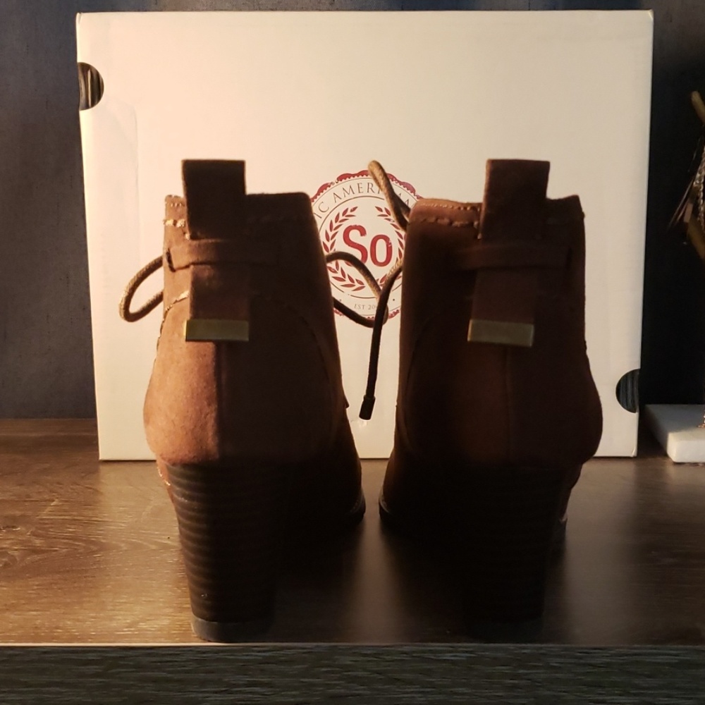 Chunky Brown Suede Wedge Ankle Chukka Boot - Picture 3 of 4